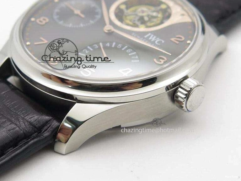 MIROTIME 0329 Portuguese Tourbillon Mystere SS TF Best Edition Black Dial on Black Croc Leather Strap Flexible 7383